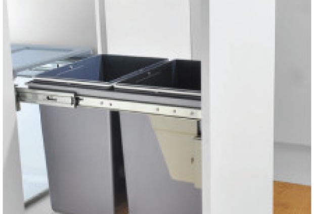 THÙNG RÁC ĐÔI GẮN CÁNH CAO CẤP MÀU GHI/TRẮNG ML 538E