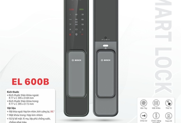 Khóa cửa Bosch EL 600B Đen xám