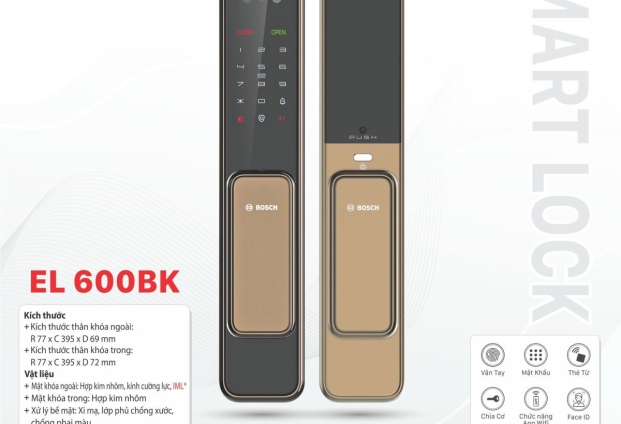 Khóa cửa Bosch EL 600BK Vàng đen