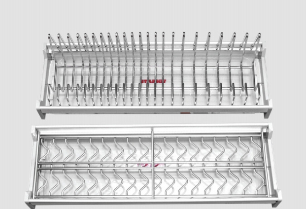KỆ CHÉN CỐ ĐỊNH KHUNG NHÔM NAN OVAL CAO CẤP SUS304
