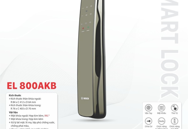 Khoá cửa Bosch EL 800AKB bản xám đen